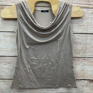 Amore‎ AllFY Women's Ruched Cowl Neck Stretch Tank Top Mocha XL New Made in USA